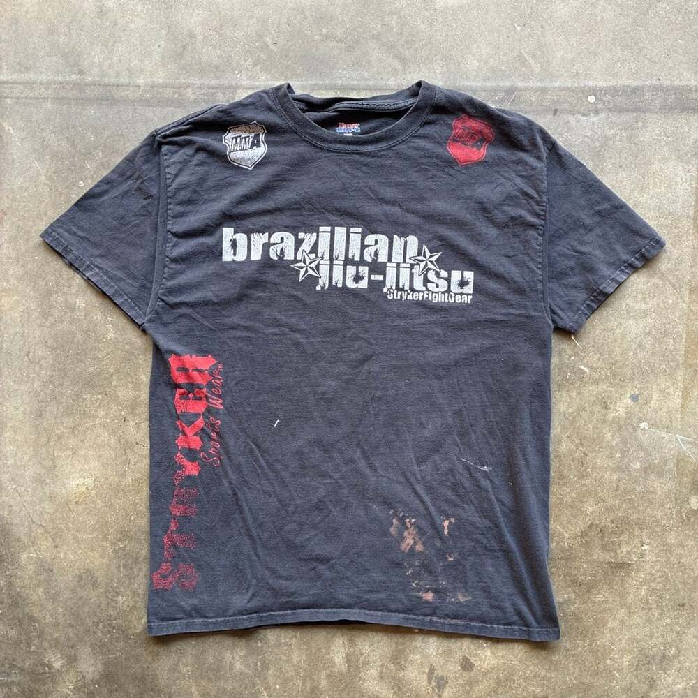 Y2K Hanes Brazilian Jiu-Jitsu MMA T-Shirt Size L Black